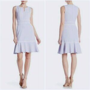 Nanette Lepore 10 Lilac Purple a-line crepe dress sleeveless white crochet trim